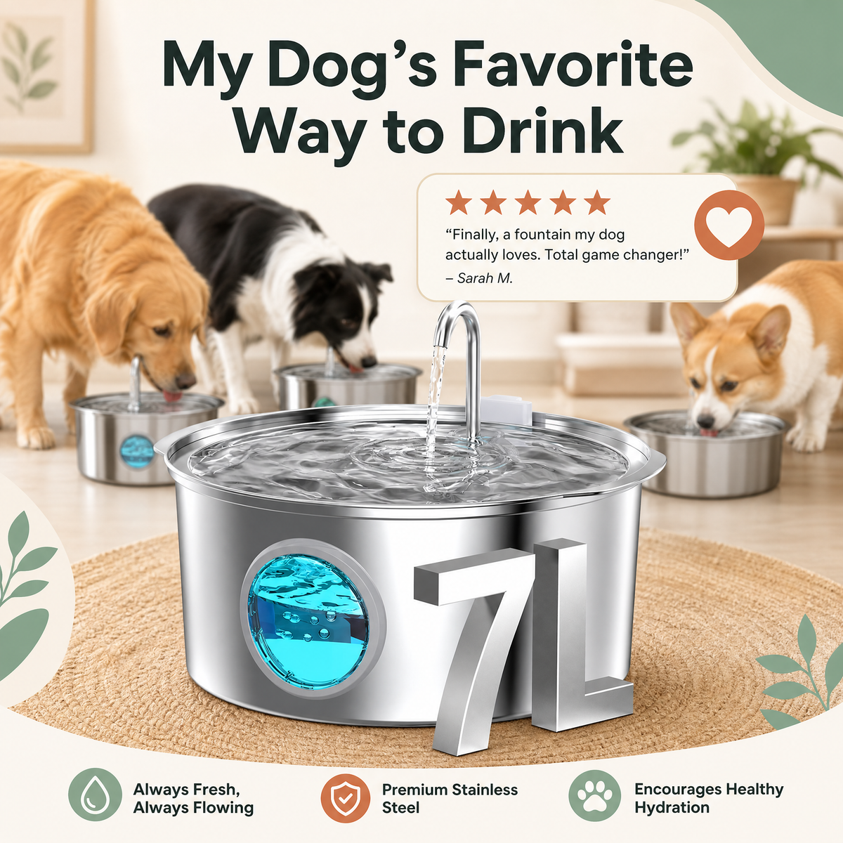 Fluffko 7L Filtered Water Fountain